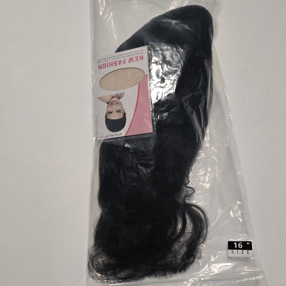 New Natural Black 100% Human Hair Wig With Bangs - Picture 15 of 16